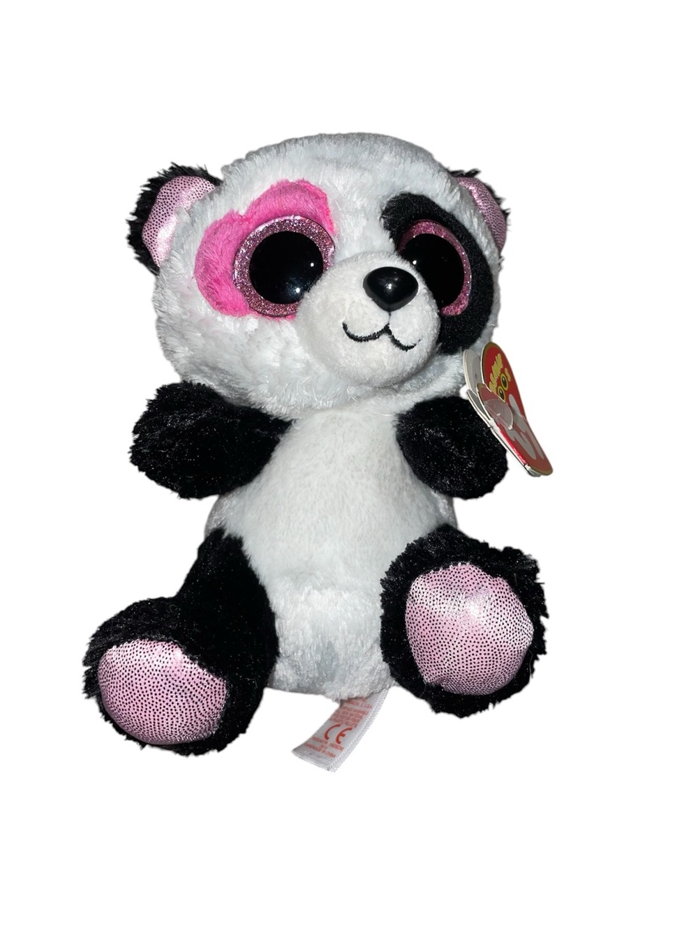 Black and white Ty beanie panda with tags